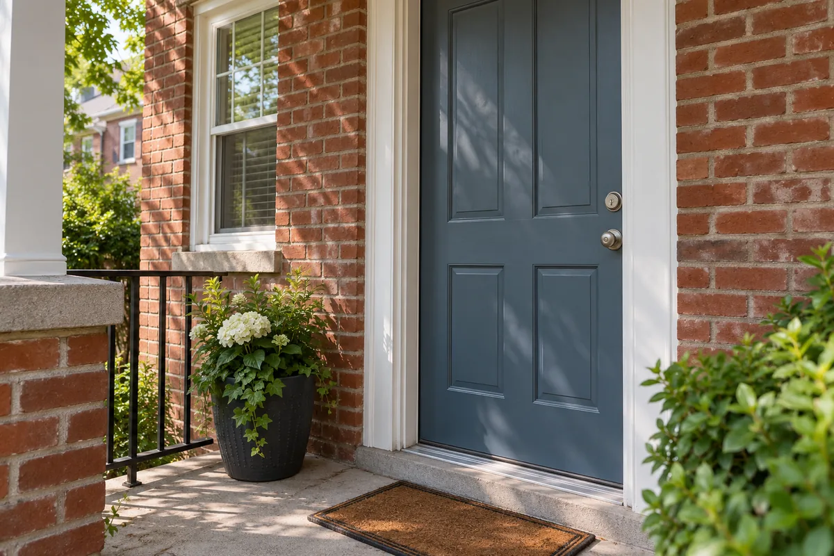 Representative front porch and residential door